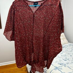 Daytrip Burgundy Floral Blouse - Size Large